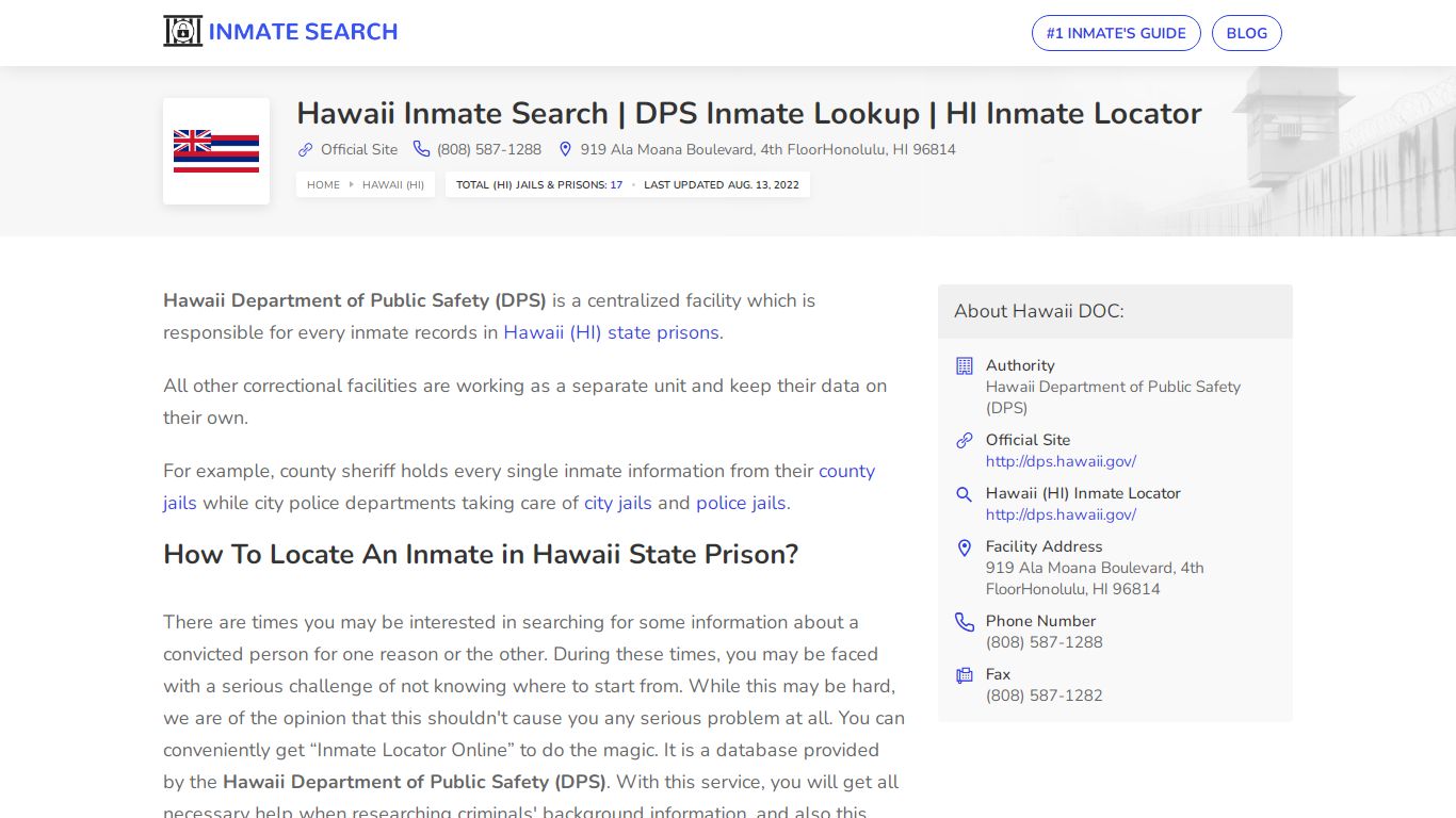 Hawaii Inmate Search | DPS Inmate Lookup | HI Inmate Locator